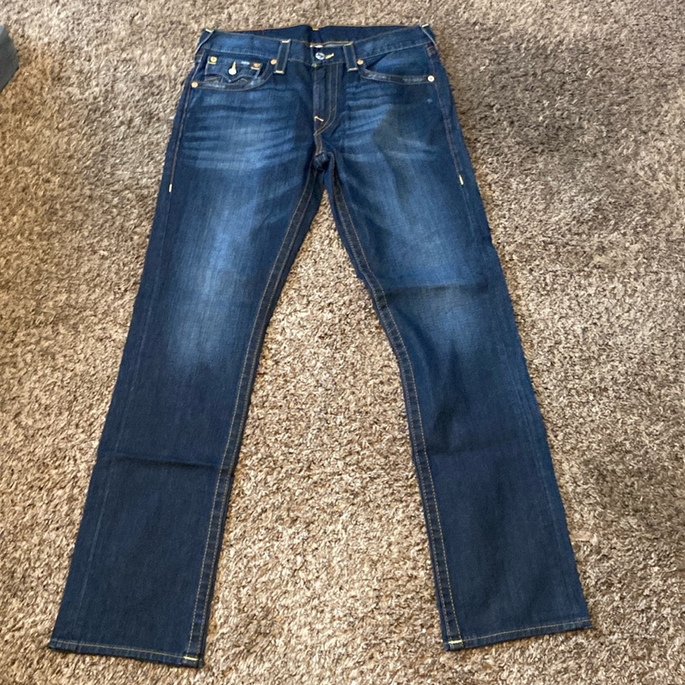 Men's True Religion Section Slim Flap Pocket Lost Lagoon Jeans size 33